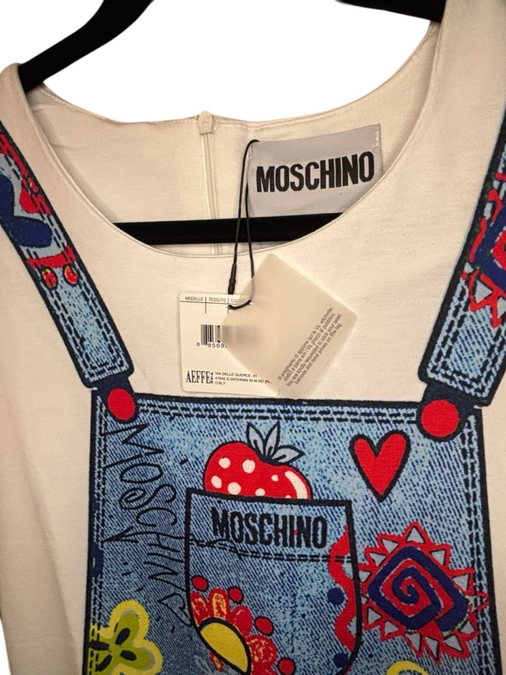 MOSCHINO Couture Trompe L’Oeil Denim Overall Print Dress | NWT | Italy | Rare - Picture 9 of 13